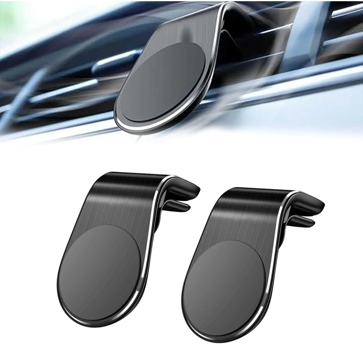2Pcs Mobile Phone Navigation Magnetic Bracket, L Type 360 Rotatable Car Phone Mount, Strong Magnet Mount for Any Smartphone