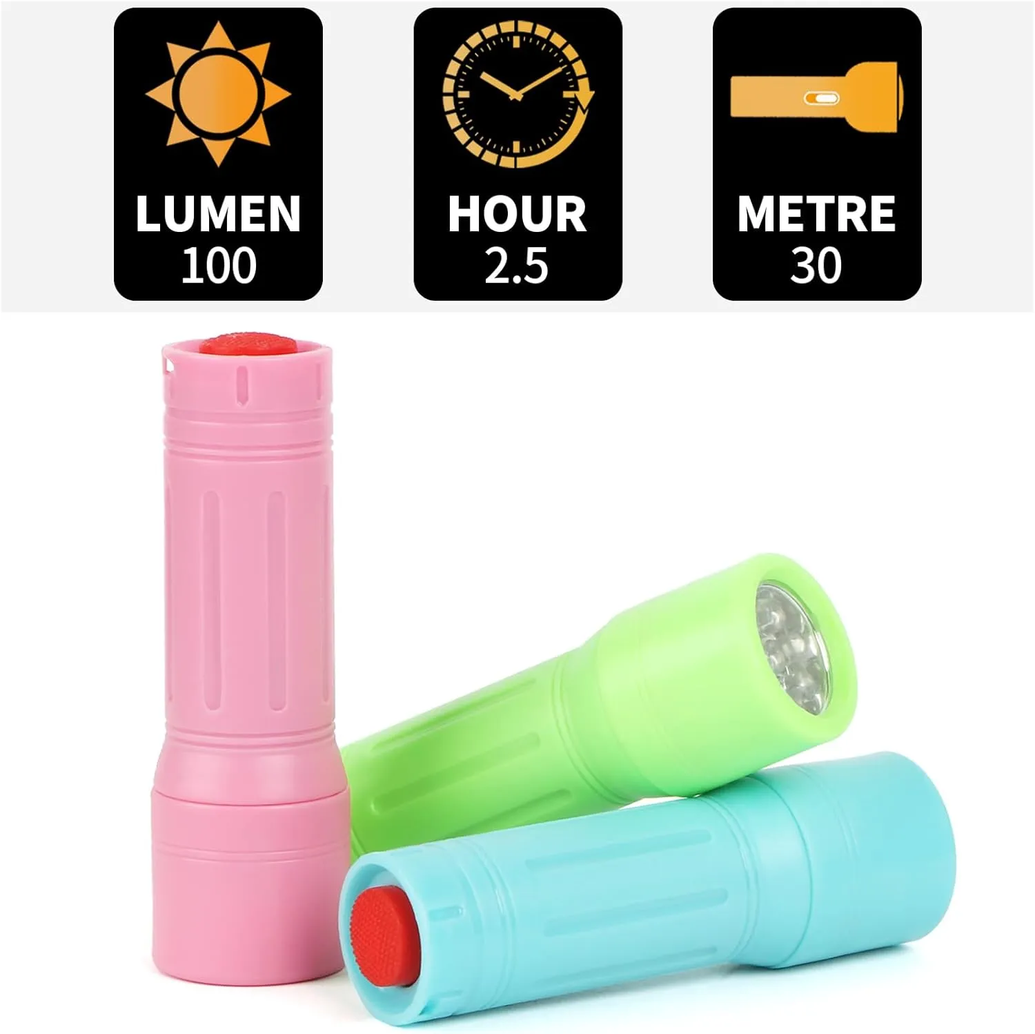 9-LED Mini Flashlight 6-Pack, Small Multicolor Flashlights with Lanyard, 18 AAA Batteries Included, for Hurricane Supplies, Christmas Gifts Stocking Stuffers