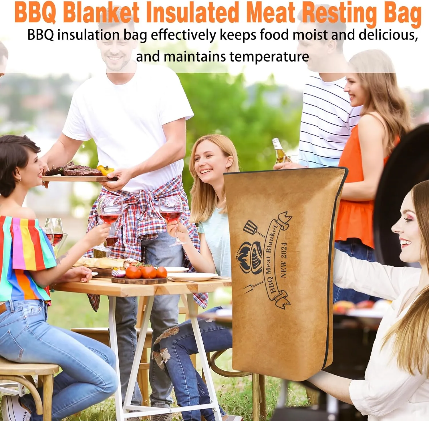 BBQ Blanket for Resting Meat, Reusable Reat Insulated Resting Bag, Smoker Meat Resting Blanket, Insulated Brisket Resting Blanket with Wide Mouth for Large Brisket/Pork Shoulders/Turkeys(18 in)