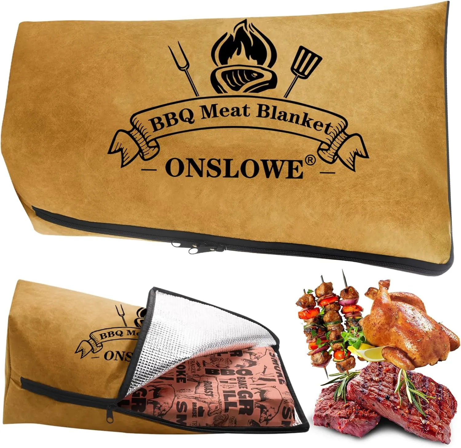 BBQ Blanket for Resting Meat, Reusable Reat Insulated Resting Bag, Smoker Meat Resting Blanket, Insulated Brisket Resting Blanket with Wide Mouth for Large Brisket/Pork Shoulders/Turkeys(18 in)