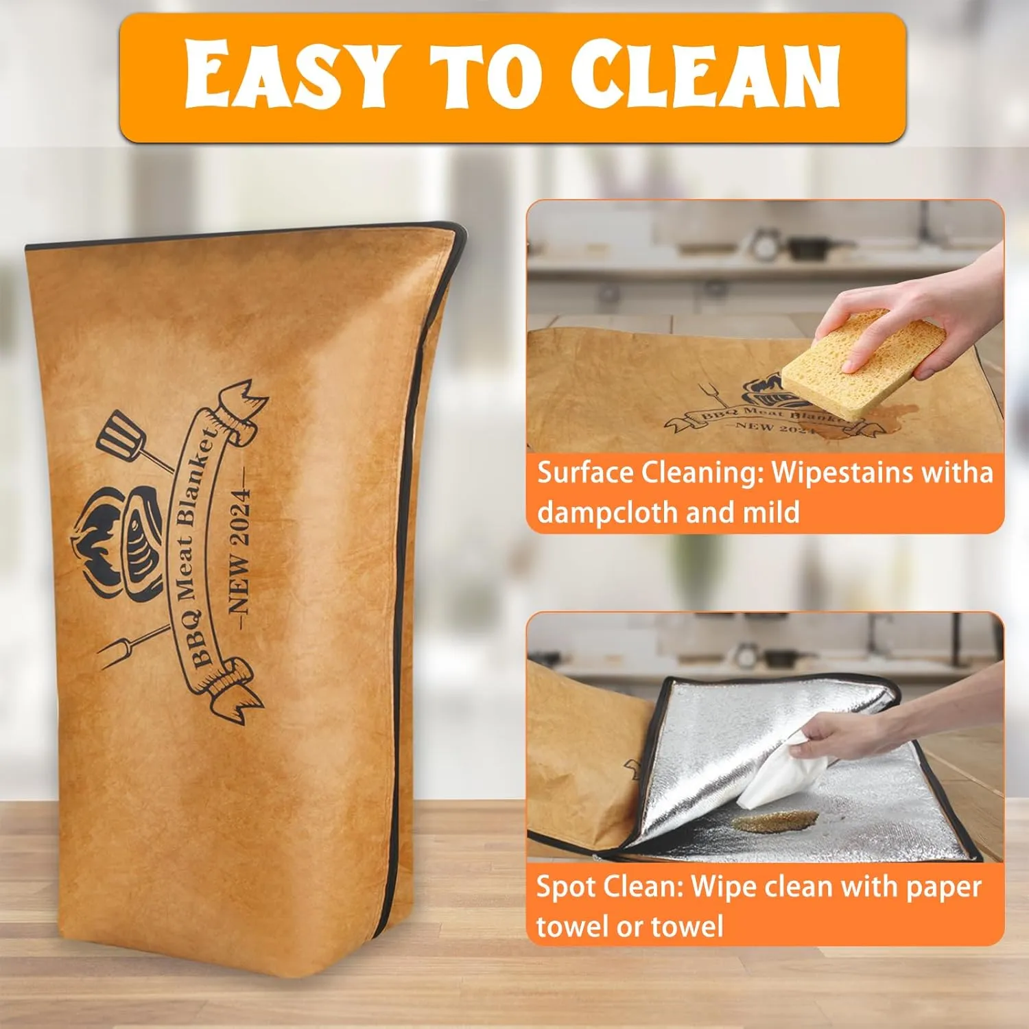 BBQ Blanket for Resting Meat, Reusable Reat Insulated Resting Bag, Smoker Meat Resting Blanket, Insulated Brisket Resting Blanket with Wide Mouth for Large Brisket/Pork Shoulders/Turkeys(18 in)