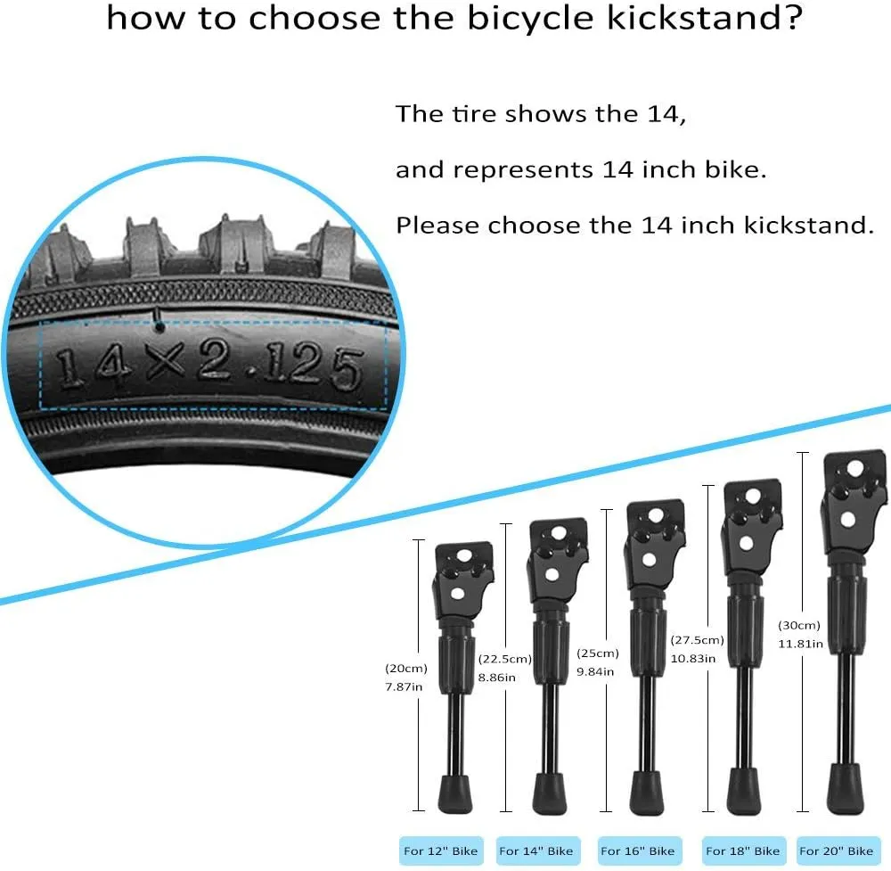 Bike Kickstand for 12 14 16 18 20 Kids Bike Stand Bicycle Support Rack (For 18" bike)