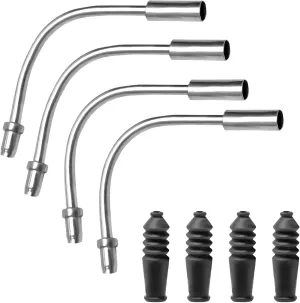 Bike V Brake Noodle Cable Guide Pipe Set, with 4 Pcs Bicycle Brake Cable Guide Pipe, and 4 Pcs Rubber Boots, Bicycle Brake Bend Pipe, for Mountain Bike Road Bicycle Accessories
