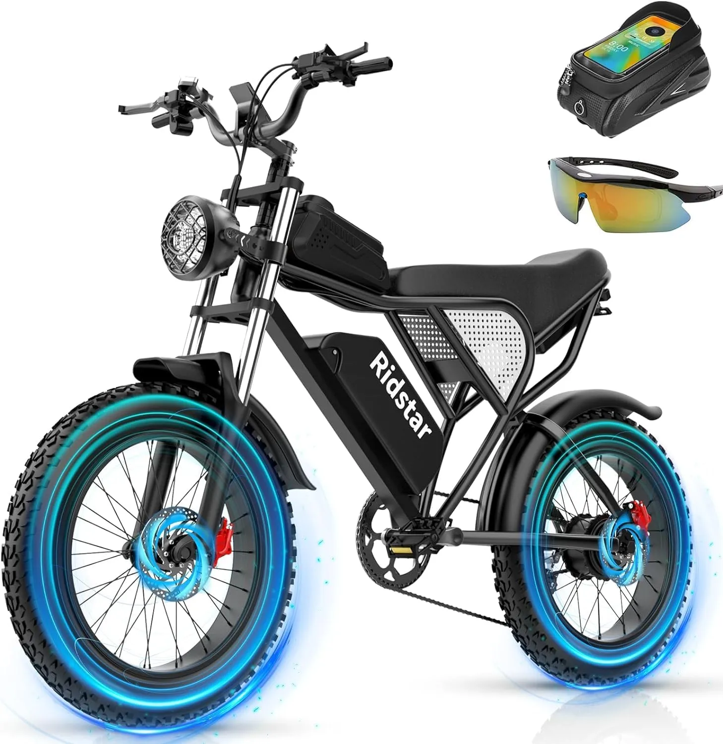 Electric Bike for Adults, ///,25/30/35MPH Dirt Bike, 48V 15/20AH,52V 40AH Removable Battery, Max 50-180Miles Motorcycle, 20" Fat Tire Ebike, 7-Speed & UL2849