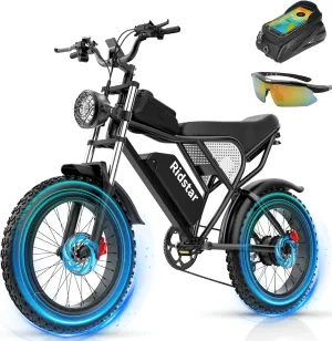 Electric Bike for Adults, ///,25/30/35MPH Dirt Bike, 48V 15/20AH,52V 40AH Removable Battery, Max 50-180Miles Motorcycle, 20" Fat Tire Ebike, 7-Speed & UL2849