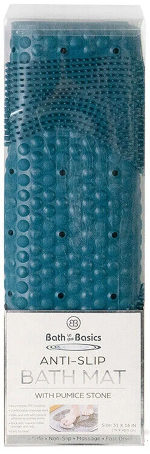 Foot Scrubber Shower Mat 31" X 16" Non Slip With Pumice Stone  Suction Cup & Drain Hole (1 Pack)