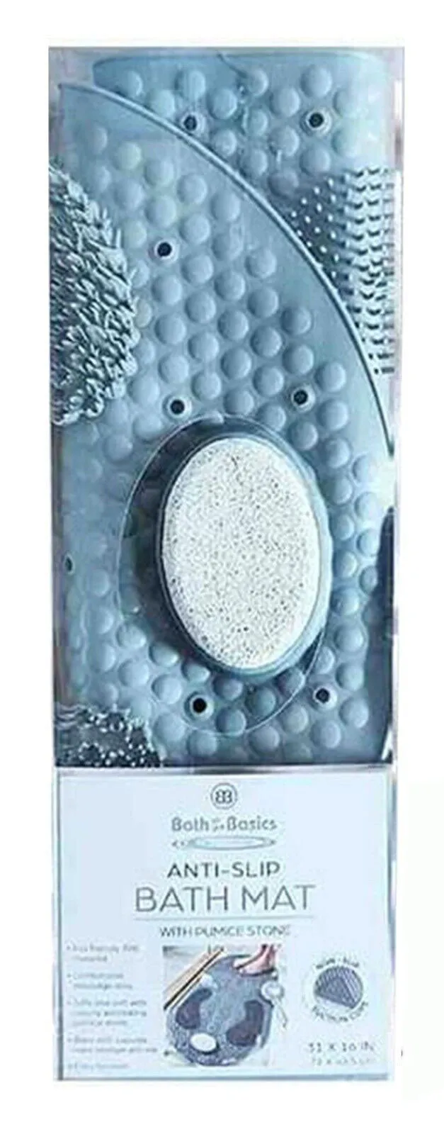 Foot Scrubber Shower Mat 31" X 16" Non Slip With Pumice Stone  Suction Cup & Drain Hole (1 Pack)