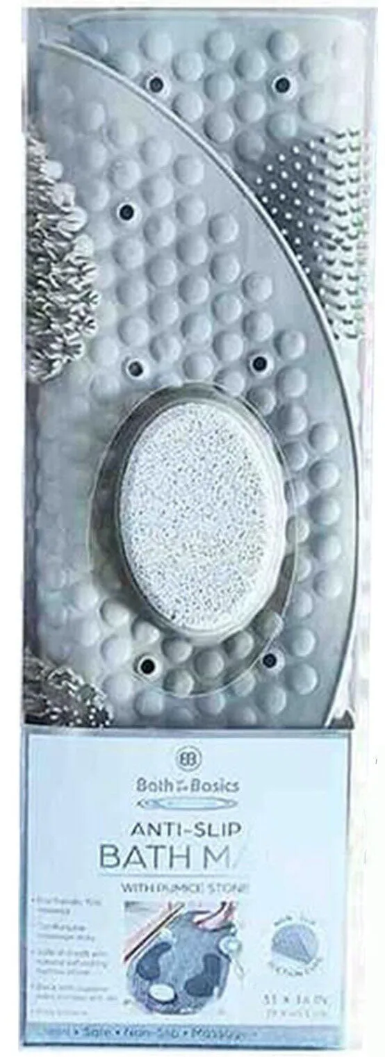 Foot Scrubber Shower Mat 31" X 16" Non Slip With Pumice Stone  Suction Cup & Drain Hole (1 Pack)