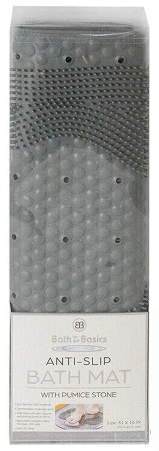 Foot Scrubber Shower Mat 31" X 16" Non Slip With Pumice Stone  Suction Cup & Drain Hole (1 Pack)