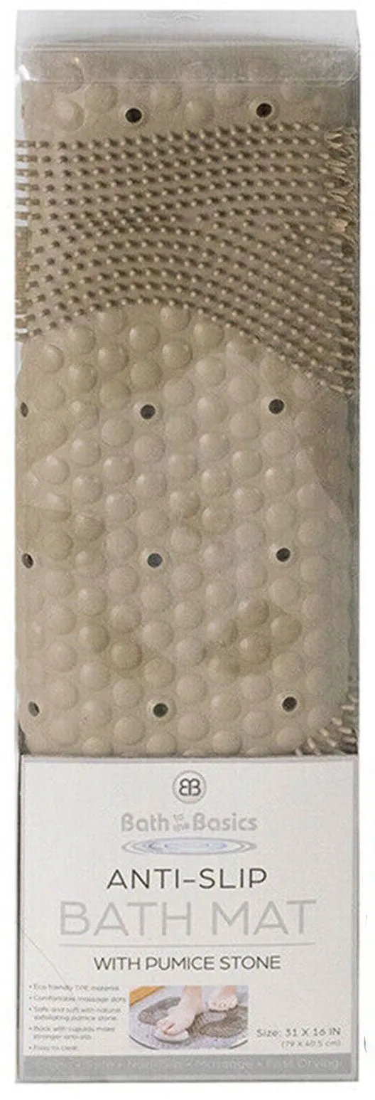 Foot Scrubber Shower Mat 31" X 16" Non Slip With Pumice Stone  Suction Cup & Drain Hole (1 Pack)