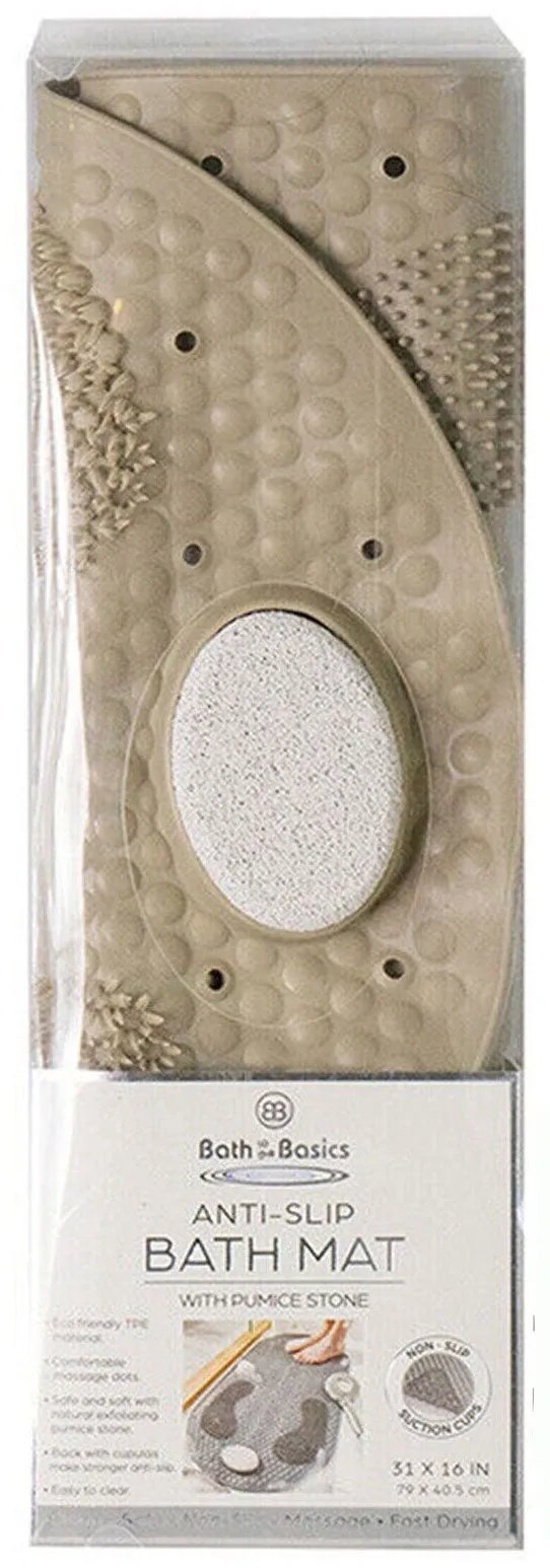 Foot Scrubber Shower Mat 31" X 16" Non Slip With Pumice Stone  Suction Cup & Drain Hole (1 Pack)