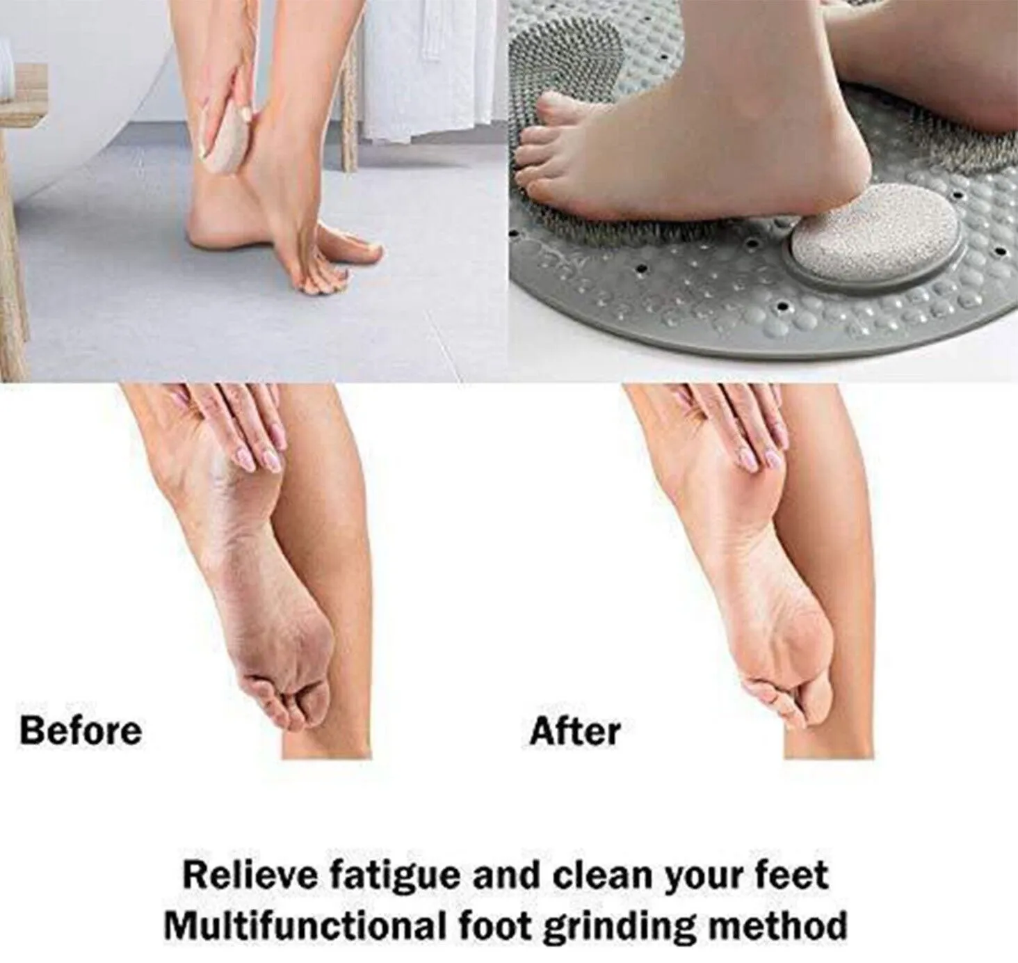 Foot Scrubber Shower Mat 31" X 16" Non Slip With Pumice Stone  Suction Cup & Drain Hole (1 Pack)
