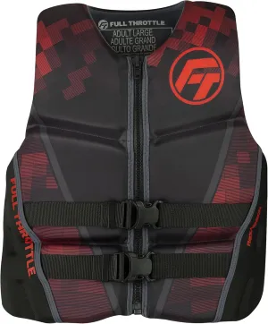 Full Throttle Adult Rapid Dry Flex Back Life Jacket, Red, Small
