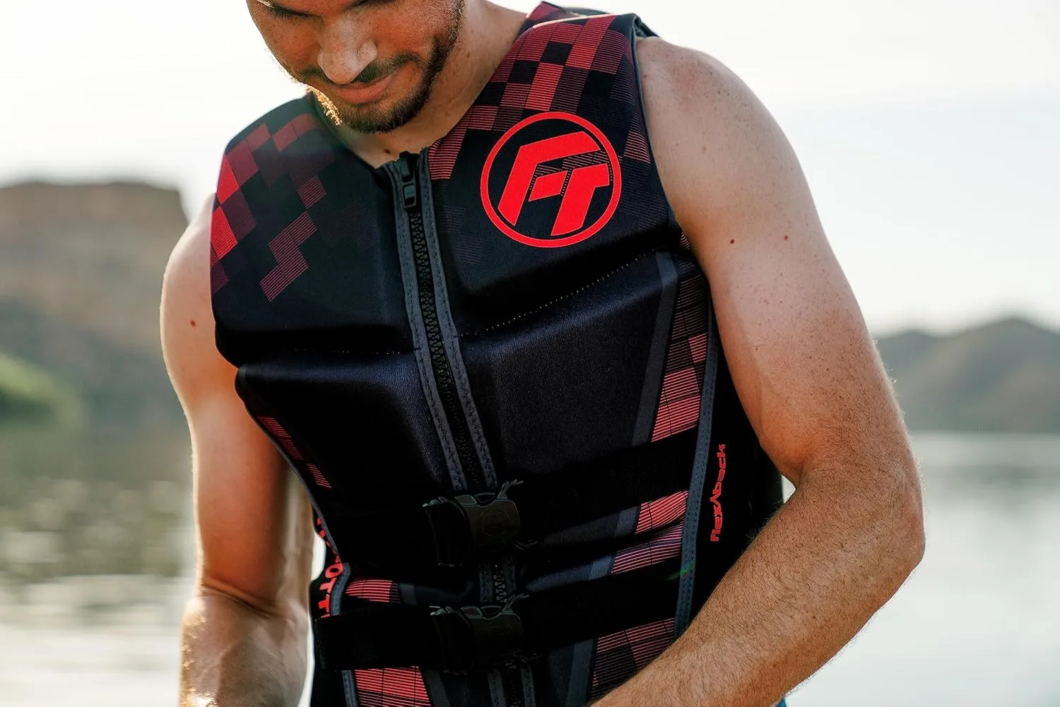 Full Throttle Adult Rapid Dry Flex Back Life Jacket, Red, Small