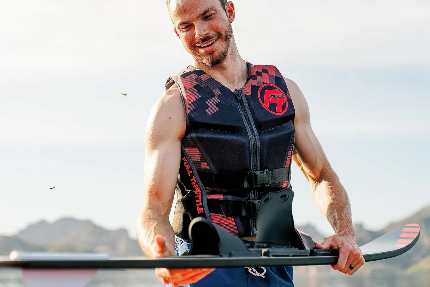 Full Throttle Adult Rapid Dry Flex Back Life Jacket, Red, Small