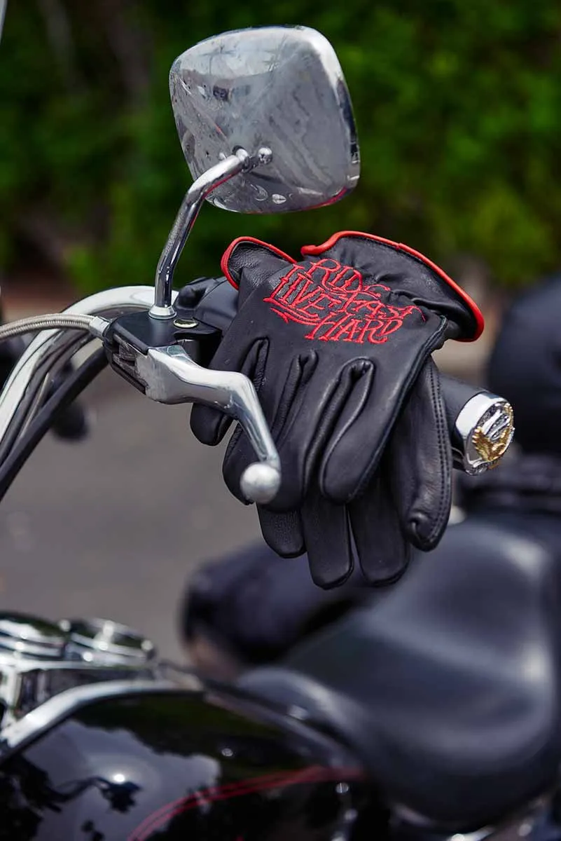 GVD2002 Uni-Sex Black 'Bolt' Deer Skin Leather Gloves