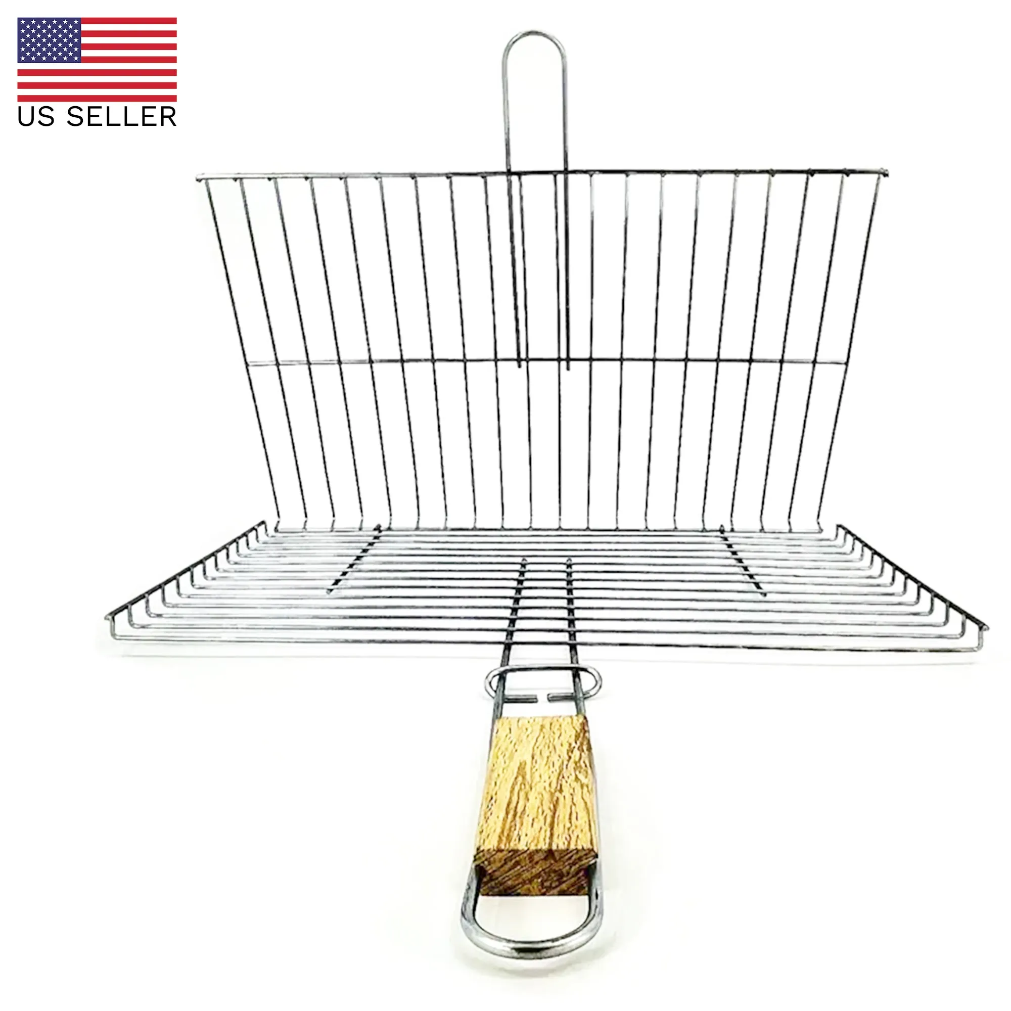 Hakan Grill Basket for Outdoor BBQ Basket with Wooden Handle