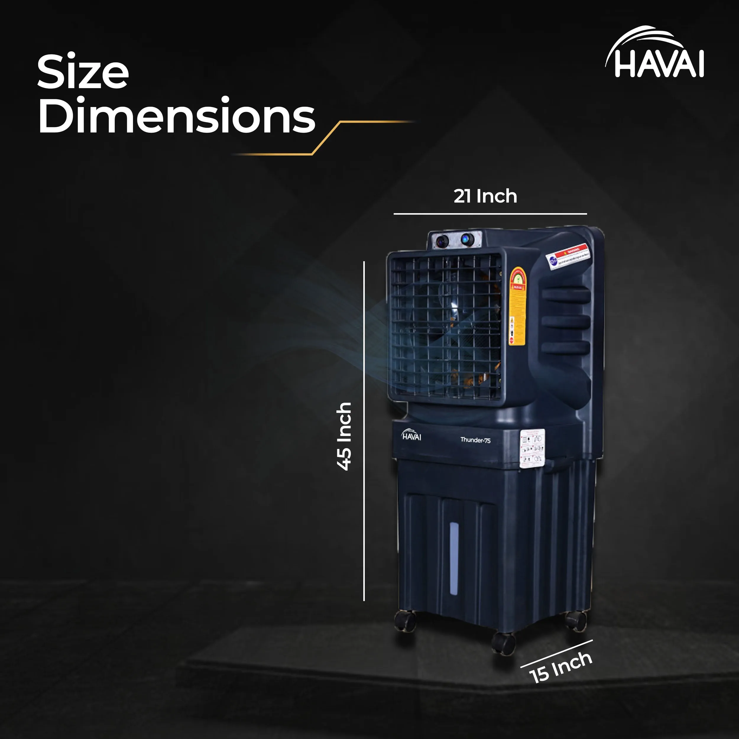 HAVAI Storm 75 Cooler - 70 L, 12 Inch Blade, Black