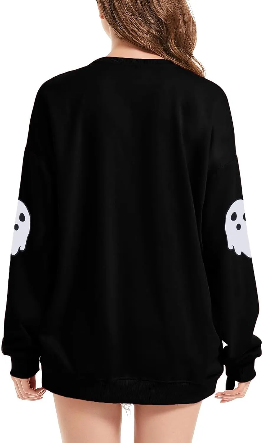 HEBBE Spooky Season Sweatshirts Halloween Ghost Sweatshirt Women - Halloween Graphic Crewneck Tops Casual Sweater