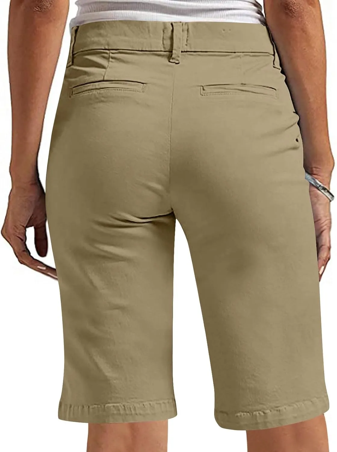 hlysgo Bermuda Shorts for Women 2025 Trendy Casual High Waist Knee Length Chino Shorts Summer Twill Hiking Vacation Outfits
