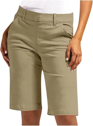 hlysgo Bermuda Shorts for Women 2025 Trendy Casual High Waist Knee Length Chino Shorts Summer Twill Hiking Vacation Outfits