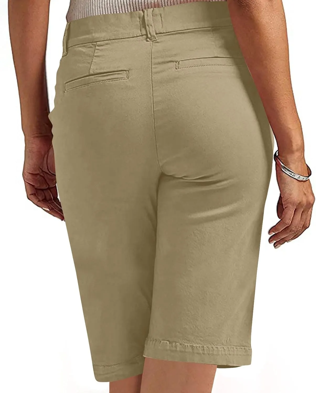 hlysgo Bermuda Shorts for Women 2025 Trendy Casual High Waist Knee Length Chino Shorts Summer Twill Hiking Vacation Outfits