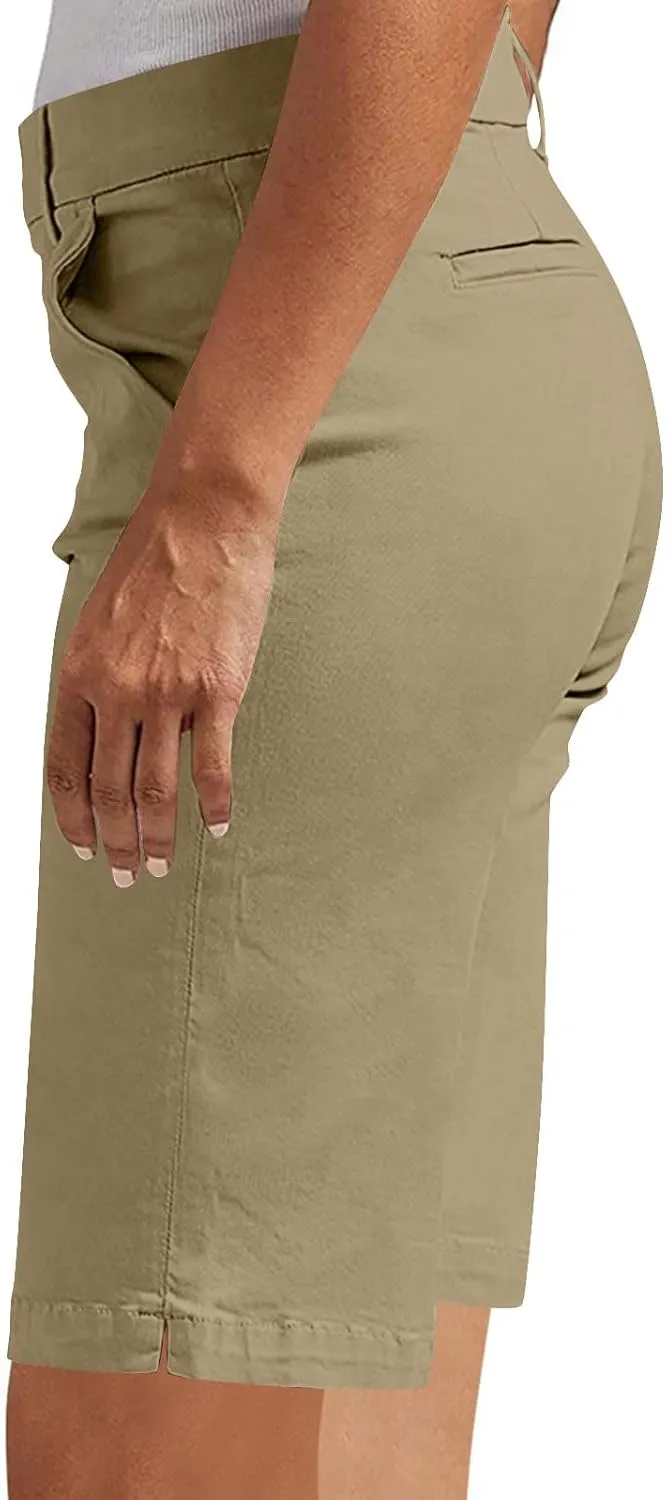 hlysgo Bermuda Shorts for Women 2025 Trendy Casual High Waist Knee Length Chino Shorts Summer Twill Hiking Vacation Outfits
