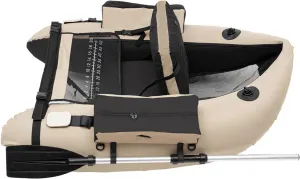 Inflatable Float Tube Outdoor Fishing Boat, Modern Outdoor Fishing Boat, Fishing Belly Boat W/Adjustable Shoulder Straps for Fishing, Rafting, Exploring, Angling, Load Capacity 286.6 lbs, Khaki