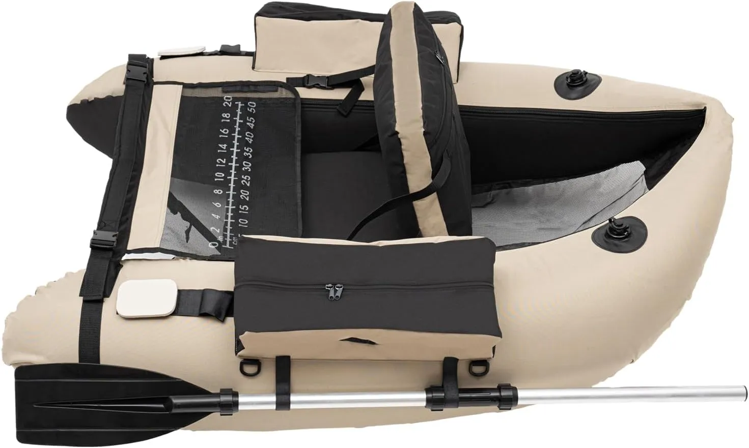 Inflatable Float Tube Outdoor Fishing Boat, Modern Outdoor Fishing Boat, Fishing Belly Boat W/Adjustable Shoulder Straps for Fishing, Rafting, Exploring, Angling, Load Capacity 286.6 lbs, Khaki