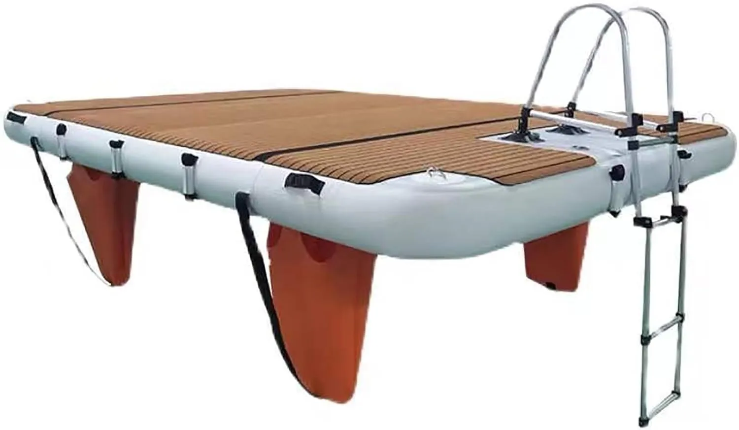 Inflatable Floating Dock Air Dock Platform, Non-Slip Water Floating Dock Swim Platform with Detachable Stainless Steels Ladder Swim Deck Raft Water Platform for Lake Pool Ocean