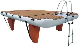 Inflatable Floating Dock Air Dock Platform, Non-Slip Water Floating Dock Swim Platform with Detachable Stainless Steels Ladder Swim Deck Raft Water Platform for Lake Pool Ocean