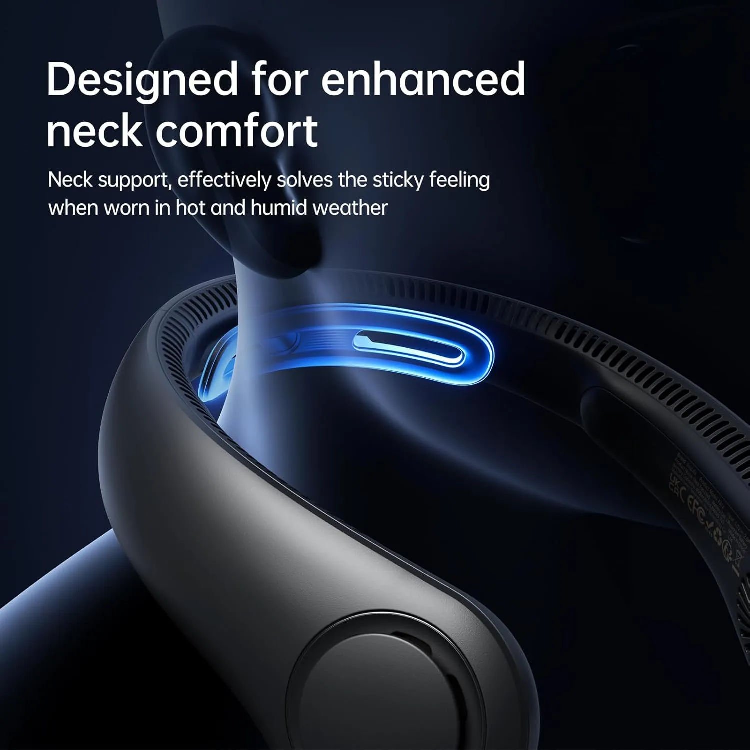 JISULIFE Portable Neck Fan Upgraded, Neckbrace Personal Hands Free, 5 Speed Gears Adjustment, 5000 mAh Wearable Bladeless Quiet Rechargeable for Outdoor Indoor, Gifts for Women Men- Black