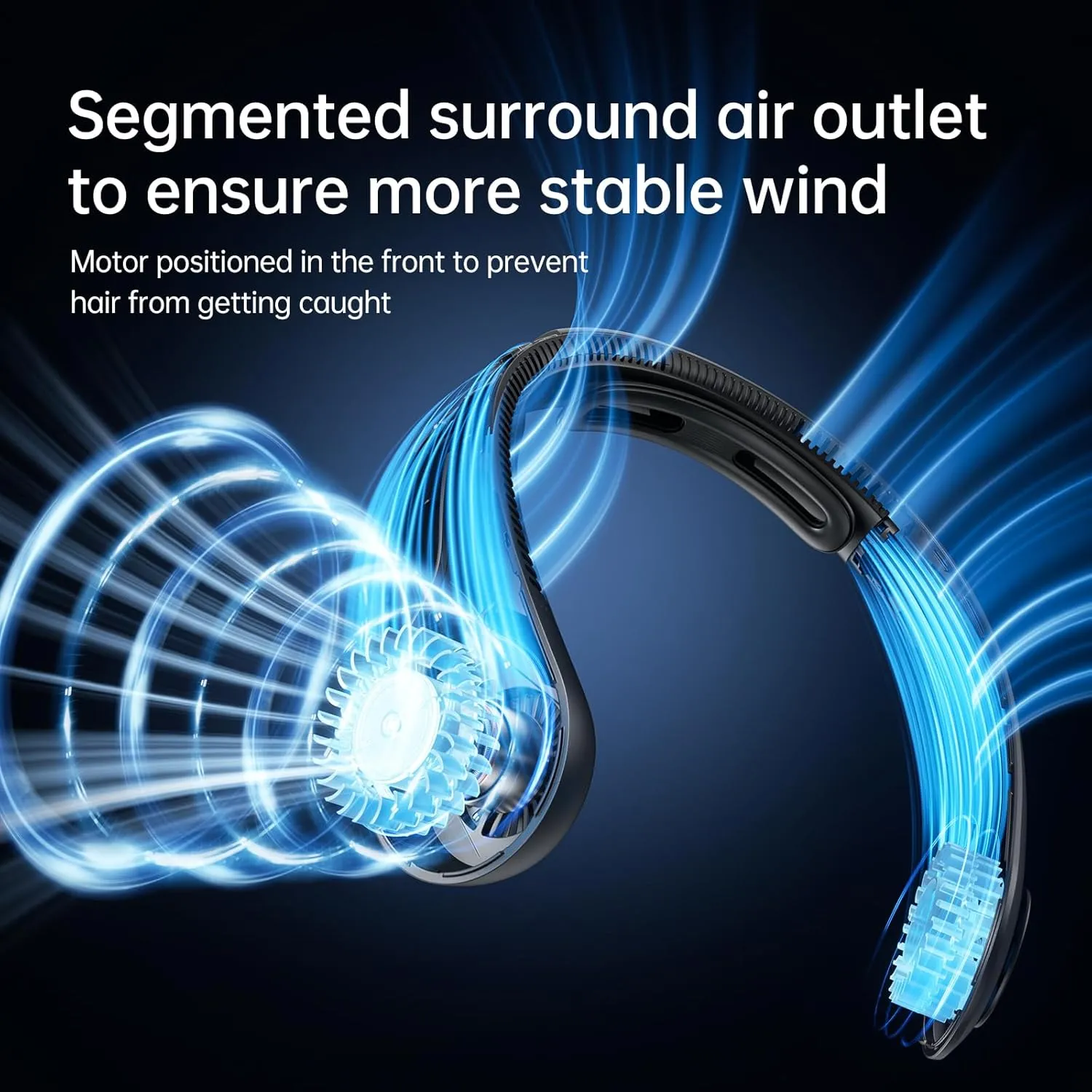 JISULIFE Portable Neck Fan Upgraded, Neckbrace Personal Hands Free, 5 Speed Gears Adjustment, 5000 mAh Wearable Bladeless Quiet Rechargeable for Outdoor Indoor, Gifts for Women Men- Black