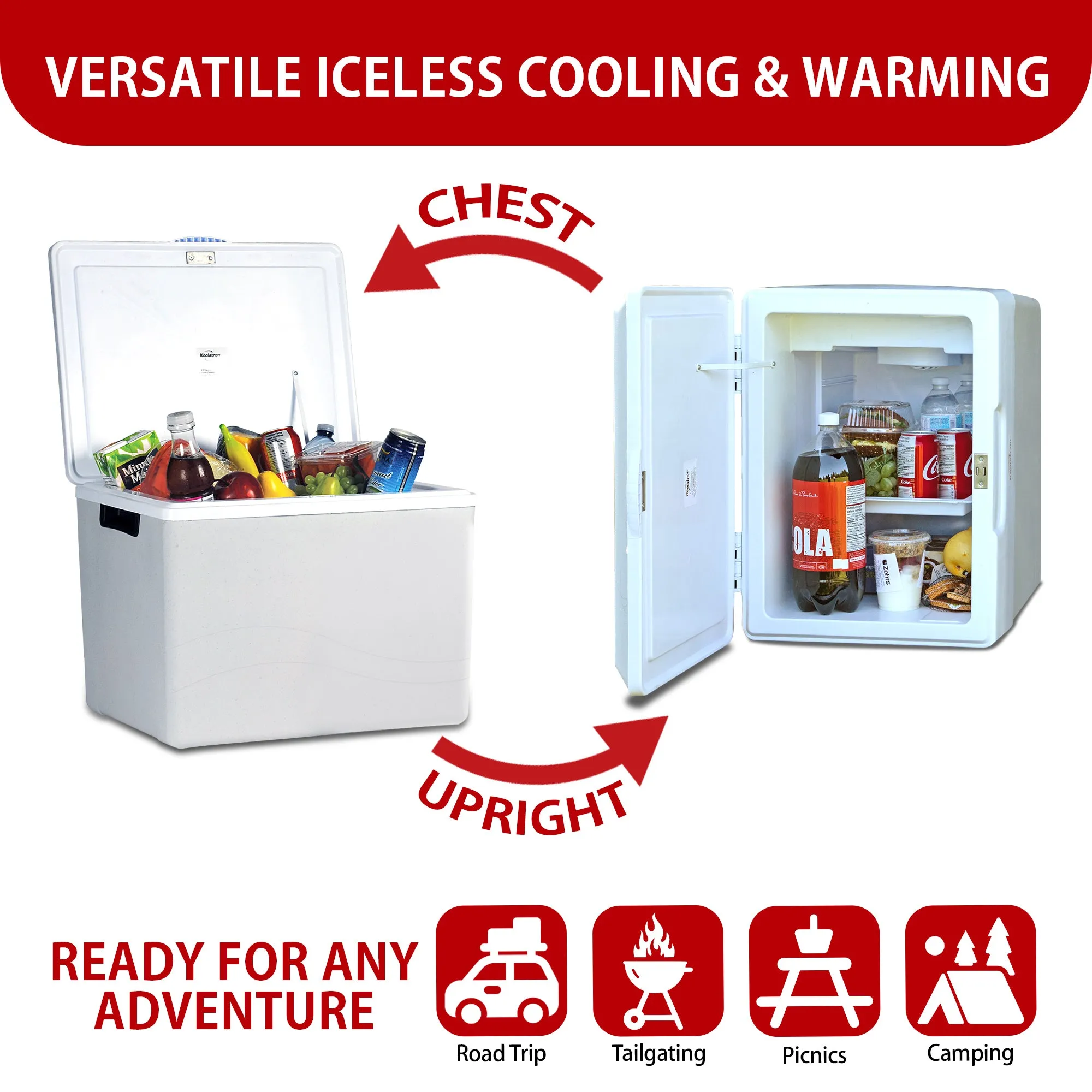 Koolatron 12V Electric Cooler/Warmer, 34L (36qt) Thermoelectric Car Fridge, Two-Way Design, 12 Volt DC Connection, Plug In Iceless Portable Refrigerator, For Work Travel Vehicle Truck RV, Gray