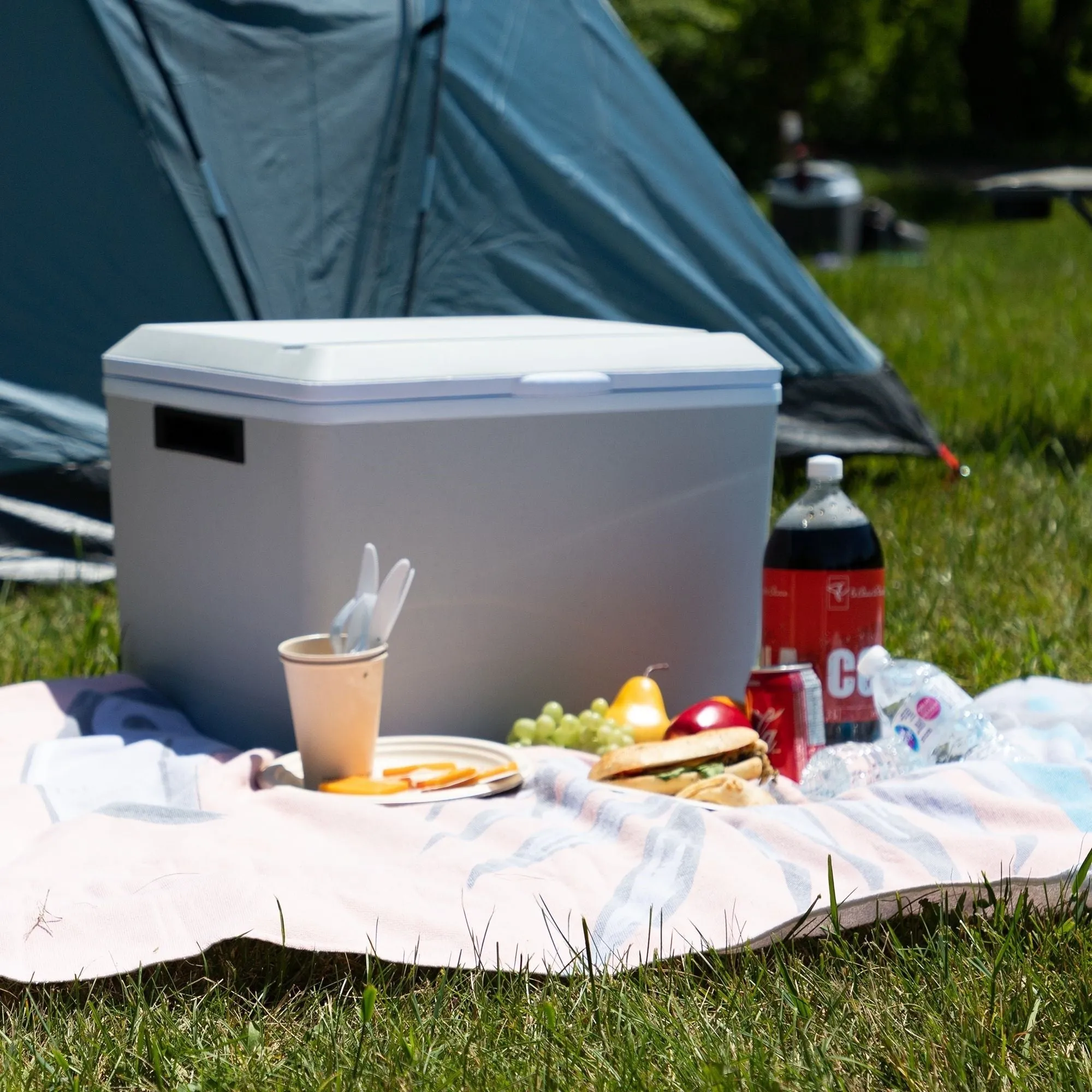 Koolatron 12V Electric Cooler/Warmer, 34L (36qt) Thermoelectric Car Fridge, Two-Way Design, 12 Volt DC Connection, Plug In Iceless Portable Refrigerator, For Work Travel Vehicle Truck RV, Gray