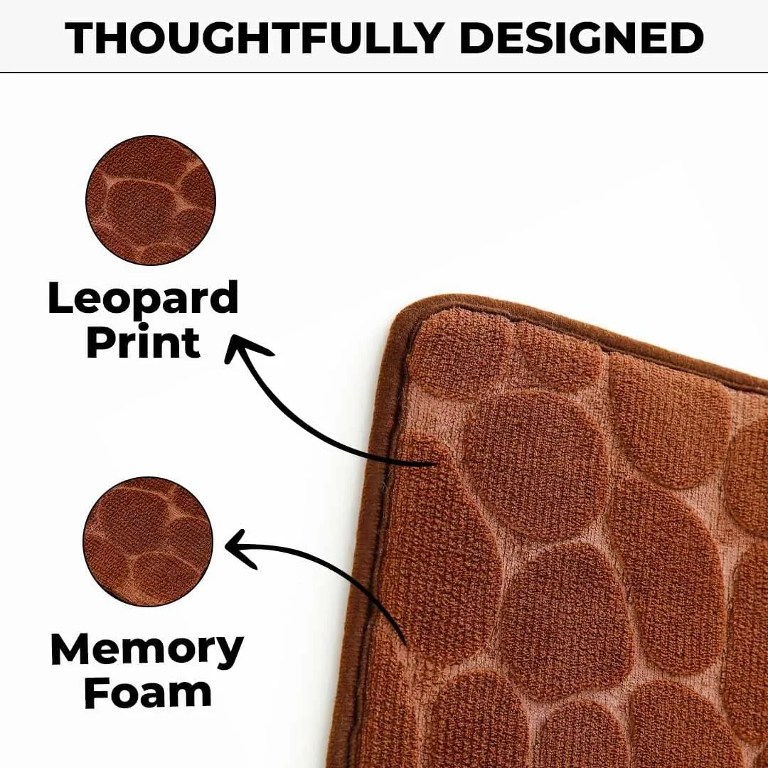 Kuber Industries Stylish DoorMat With Leopard Print Design|Super Absorbent & Comfortable|Anti Skid Bathroom Mat|Multi-Utility Mat for Living Room,Bedroom & Other Spaces|SZ-01|40x60cm,Brown (Pack Of 5)