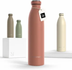 LARS NYSM Stainless Steel Insulated Water Bottle 12 oz 17 oz 25 oz 34 oz 51 oz | Insulated Thermo Flask for Hot and Cold Beverages | Leakproof Drinking Bottle (Brick Red, 25.4 oz)