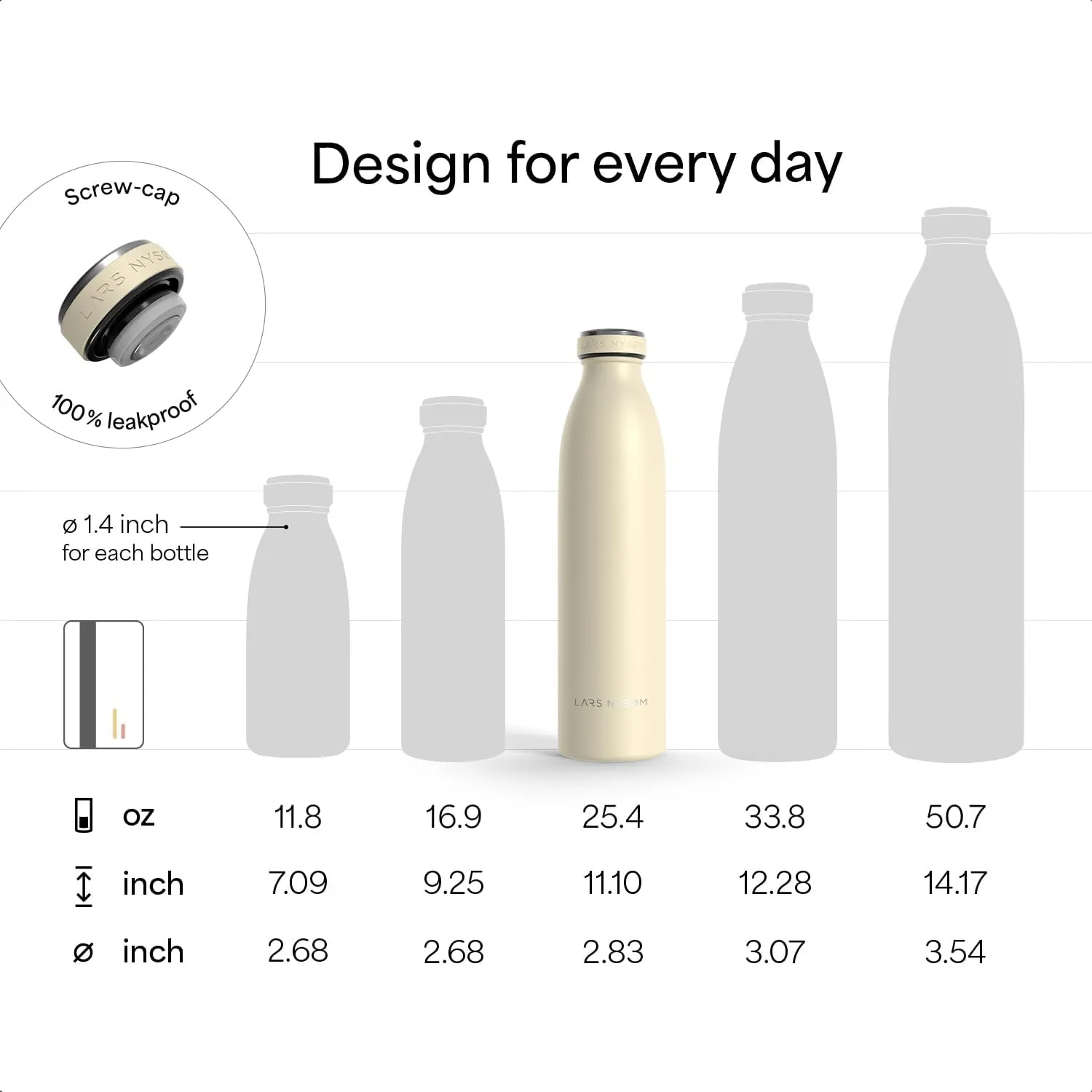 LARS NYSM Stainless Steel Insulated Water Bottle 12 oz 17 oz 25 oz 34 oz 51 oz | Insulated Thermo Flask for Hot and Cold Beverages | Leakproof Drinking Bottle (Brick Red, 25.4 oz)