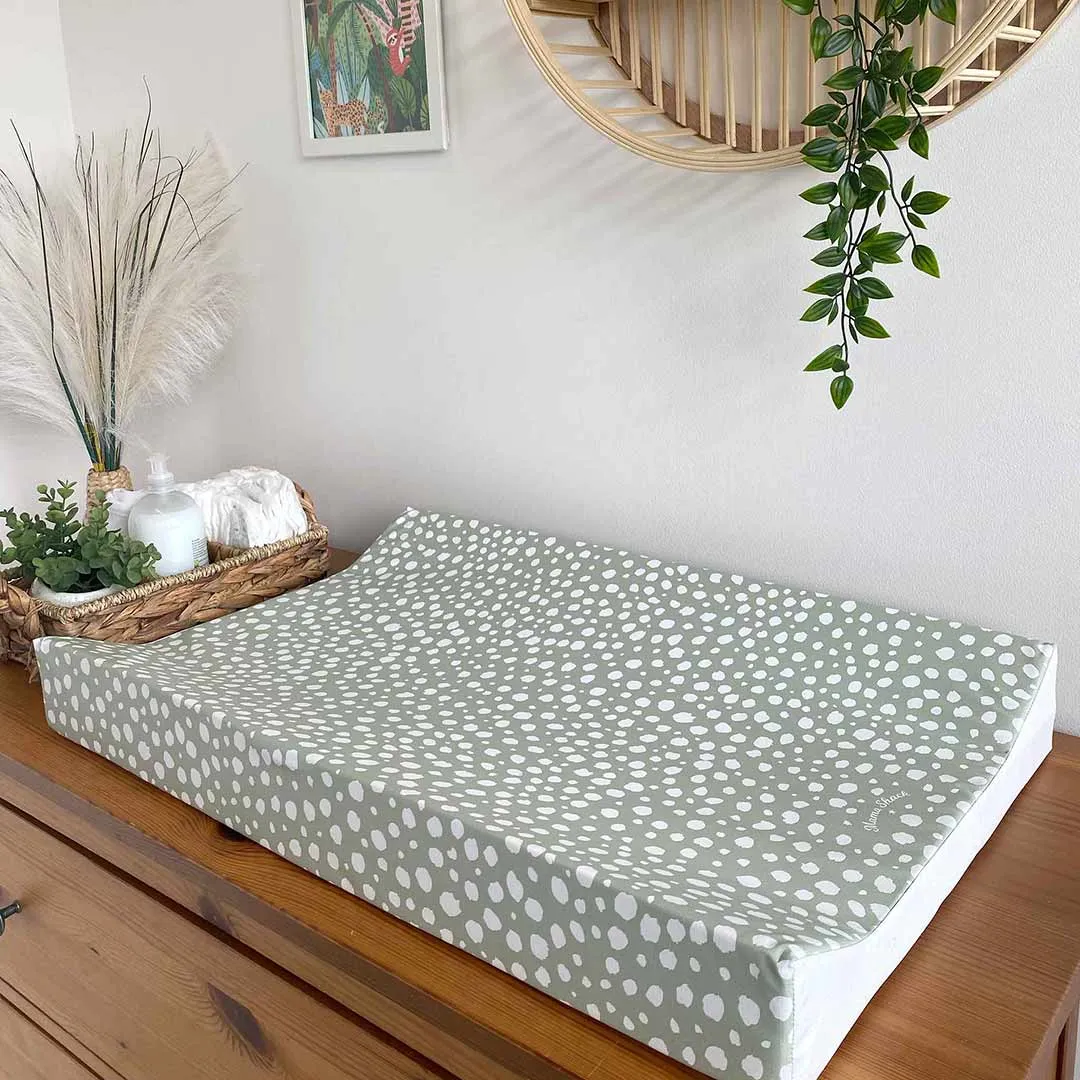 Mama Shack Anti Roll Changing Mat - Sage Spotty