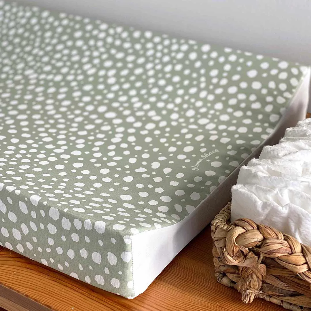 Mama Shack Anti Roll Changing Mat - Sage Spotty