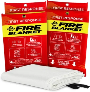 Mart Cobra Emergency Fire Blanket for Home and Kitchen - 4 Pack - Fire Blankets Emergency for Home Safety 40 x 40 - Suppression Shield Retardant Extinguisher Fiberglass Welding Fireproof Cloth Towel
