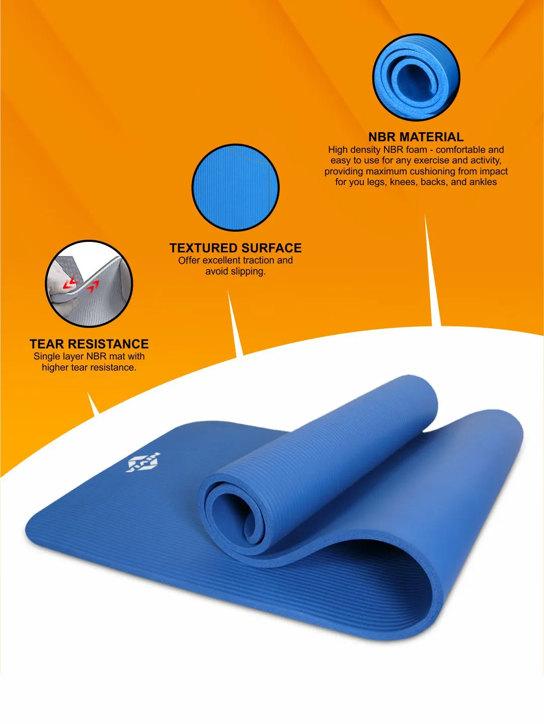 NIVIA NBR Single Layer Yoga MAT - Blue