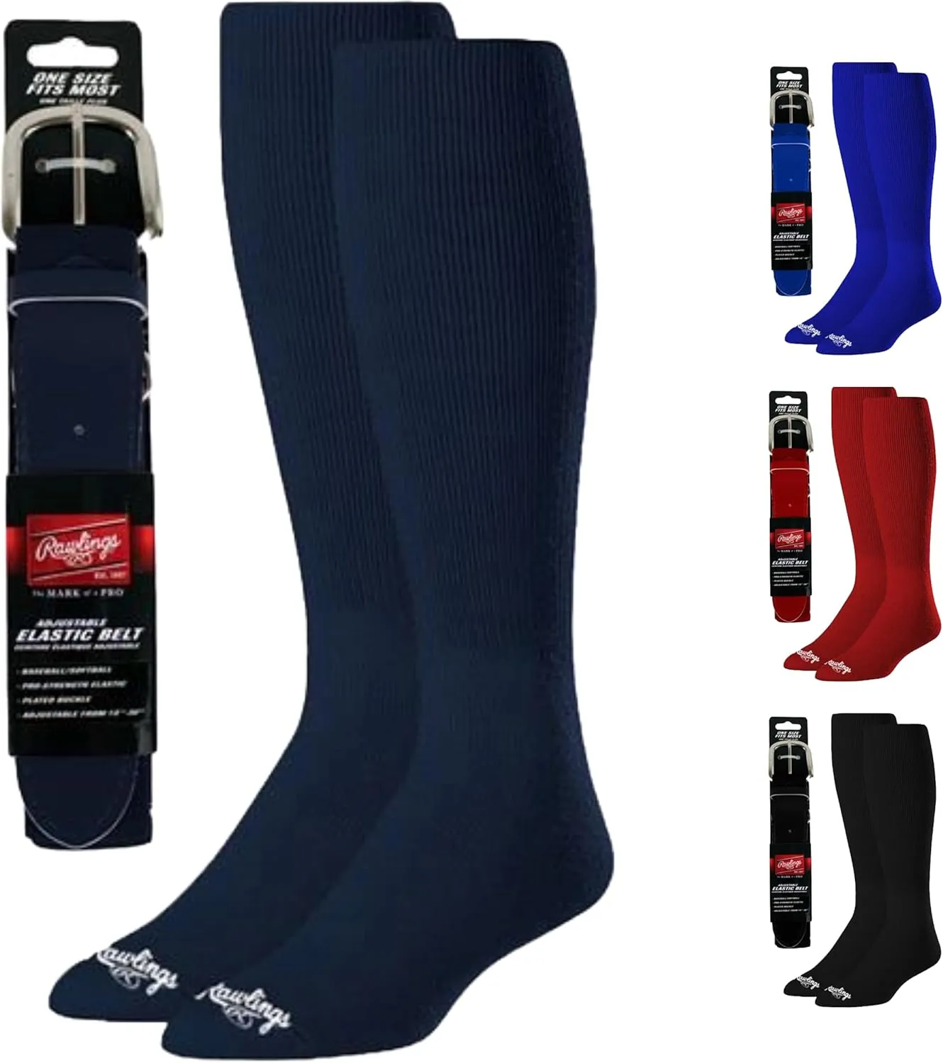 Rawlings | Belt & Socks Combo | Baseball/Softball | Multiple Sizes & Colors