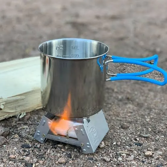 RECON GS2S Hexamine stove compact personal camp Stove with 4 army issue solid fuel tablets