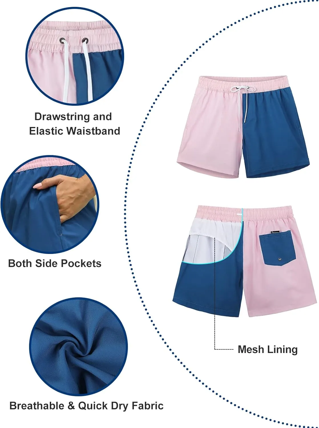 Rocorose Women's Board Shorts Quick Dry Summer Sports Drawstring Beach Trunks Built-in Liner with Pockets