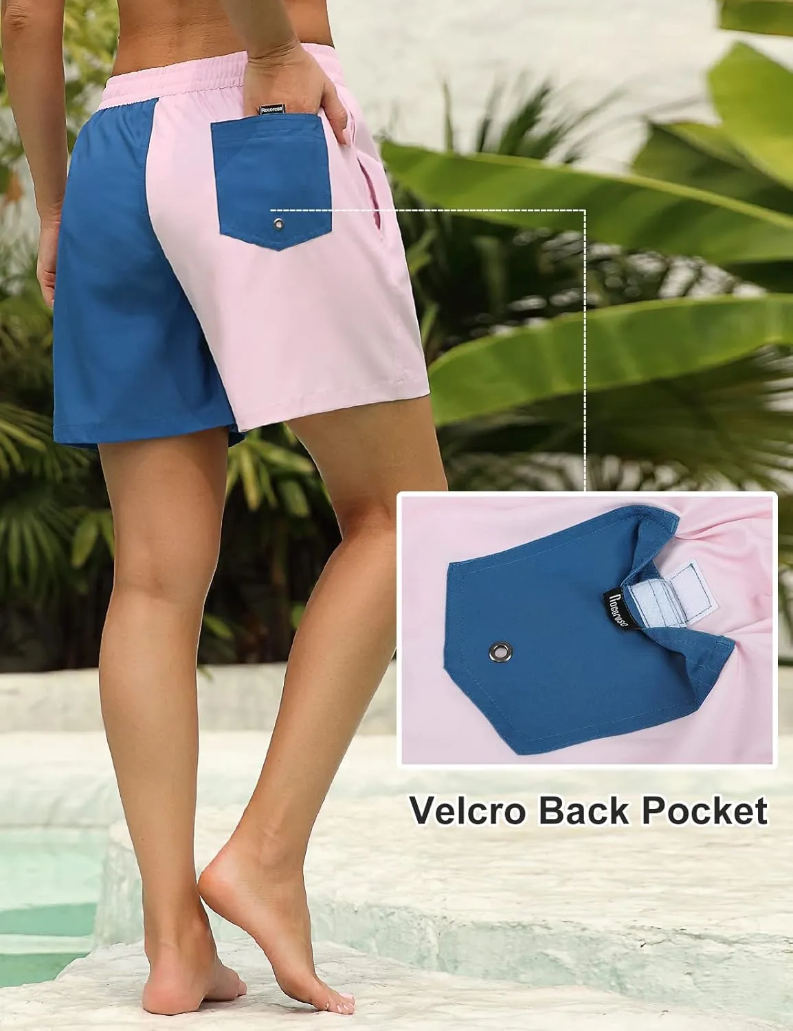 Rocorose Women's Board Shorts Quick Dry Summer Sports Drawstring Beach Trunks Built-in Liner with Pockets