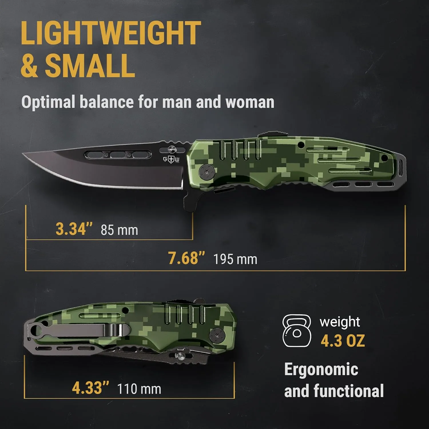Spring Assisted Knife for Men - Pocket Folding Blade Saw - Military Style - Good for Tactical Camping Hunting Survival Indoor and Outdoor Activities - Cool Mens Gifts for Birthday Anniversary 6681 N