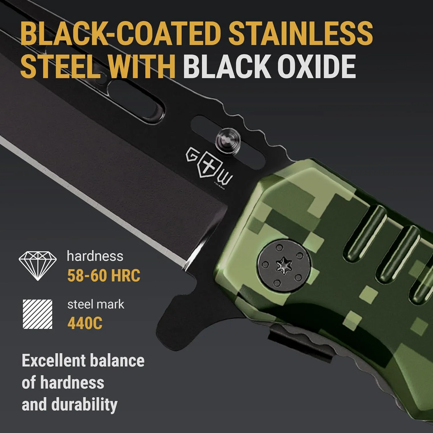 Spring Assisted Knife for Men - Pocket Folding Blade Saw - Military Style - Good for Tactical Camping Hunting Survival Indoor and Outdoor Activities - Cool Mens Gifts for Birthday Anniversary 6681 N