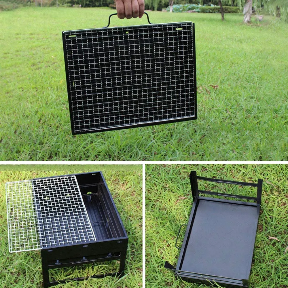 stainless steel portable folding charcoal bbq grill