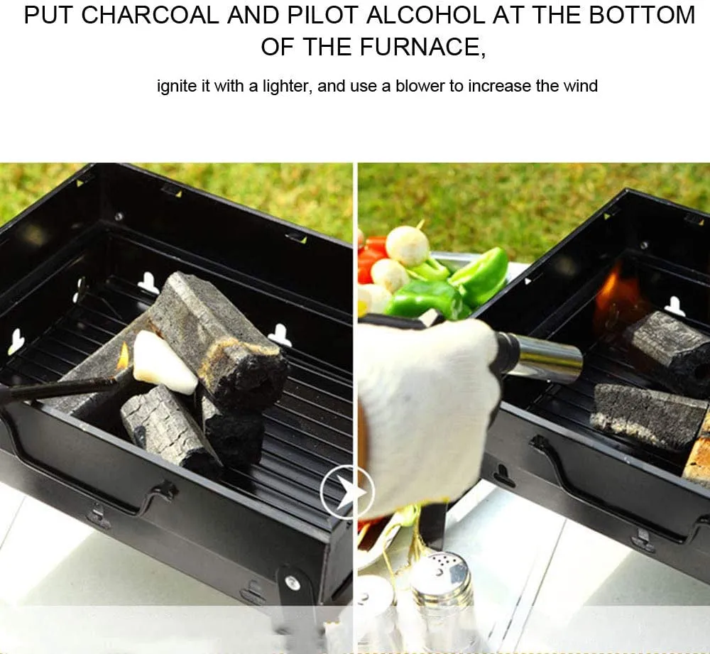 stainless steel portable folding charcoal bbq grill